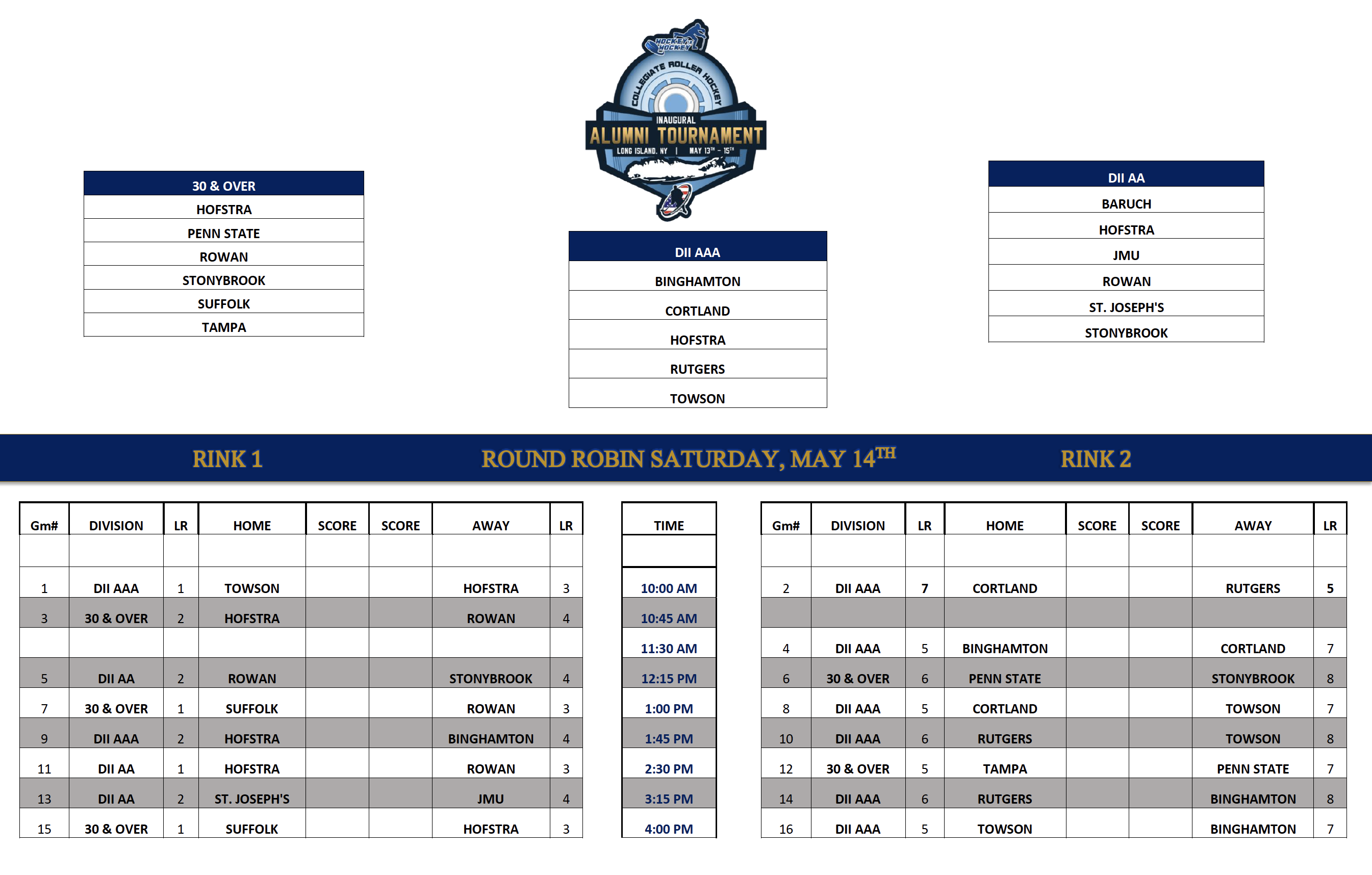 Hockey is Hockey Collegiate Alumni Tournament Schedule Page 1